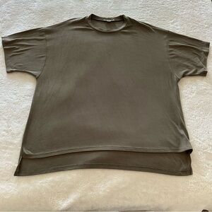 The Foxy Kind All weekend Long Lounge Olive Green Tunic Oversized T-Shirt S/M
